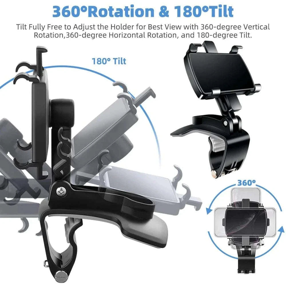 360° Rotatable Car Phone Holder Clip with Adjustable Mount-United States