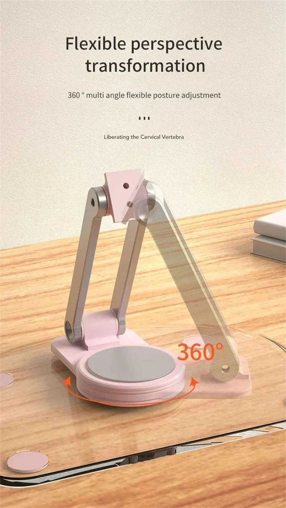 360° Rotating Adjustable Folding Tablet Stand for 4.7-13 Inch Devices-white