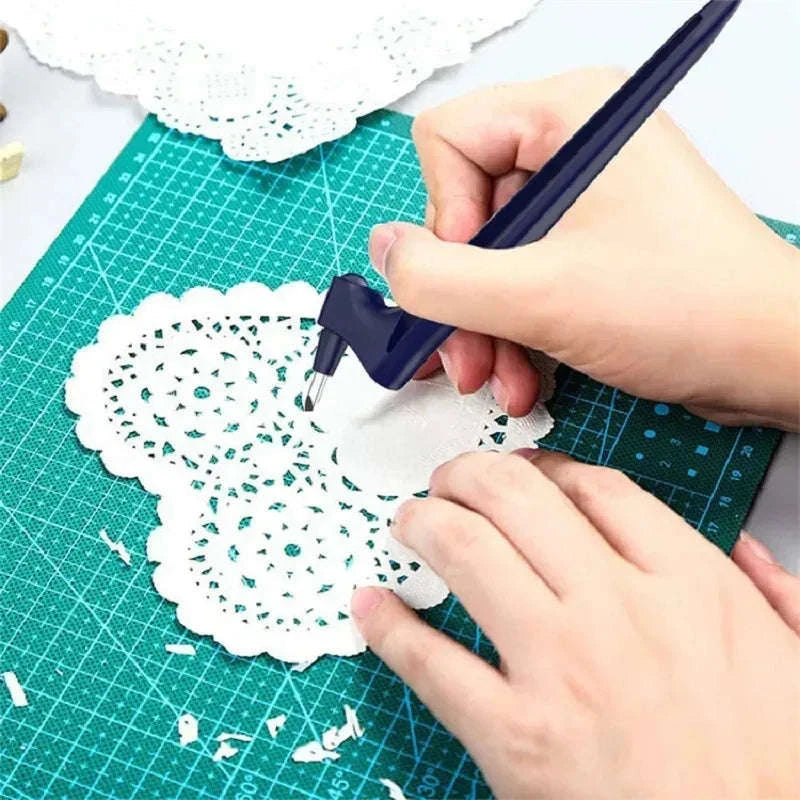 360° Rotating Blade Craft Cutting Pen for Precision DIY Designs-United States / white set