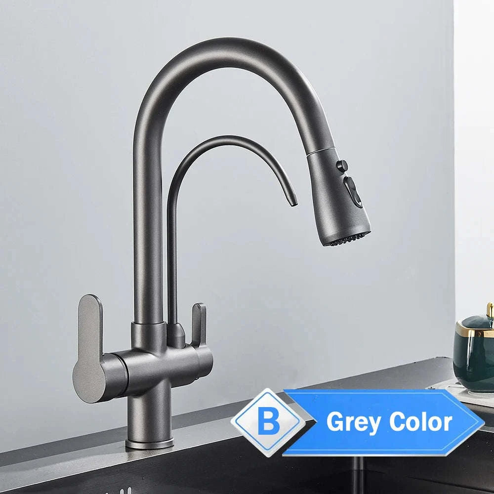 360° Rotating Filter Kitchen Faucet – Black Mixer-Chrome B / United States