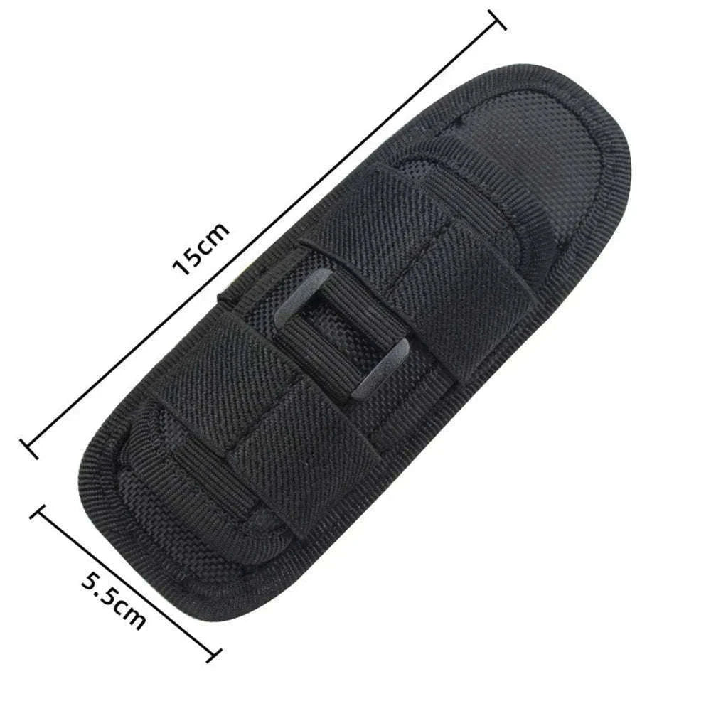 360° Rotating Flashlight Pouch Belt Holster Nylon Torch Holder-Black