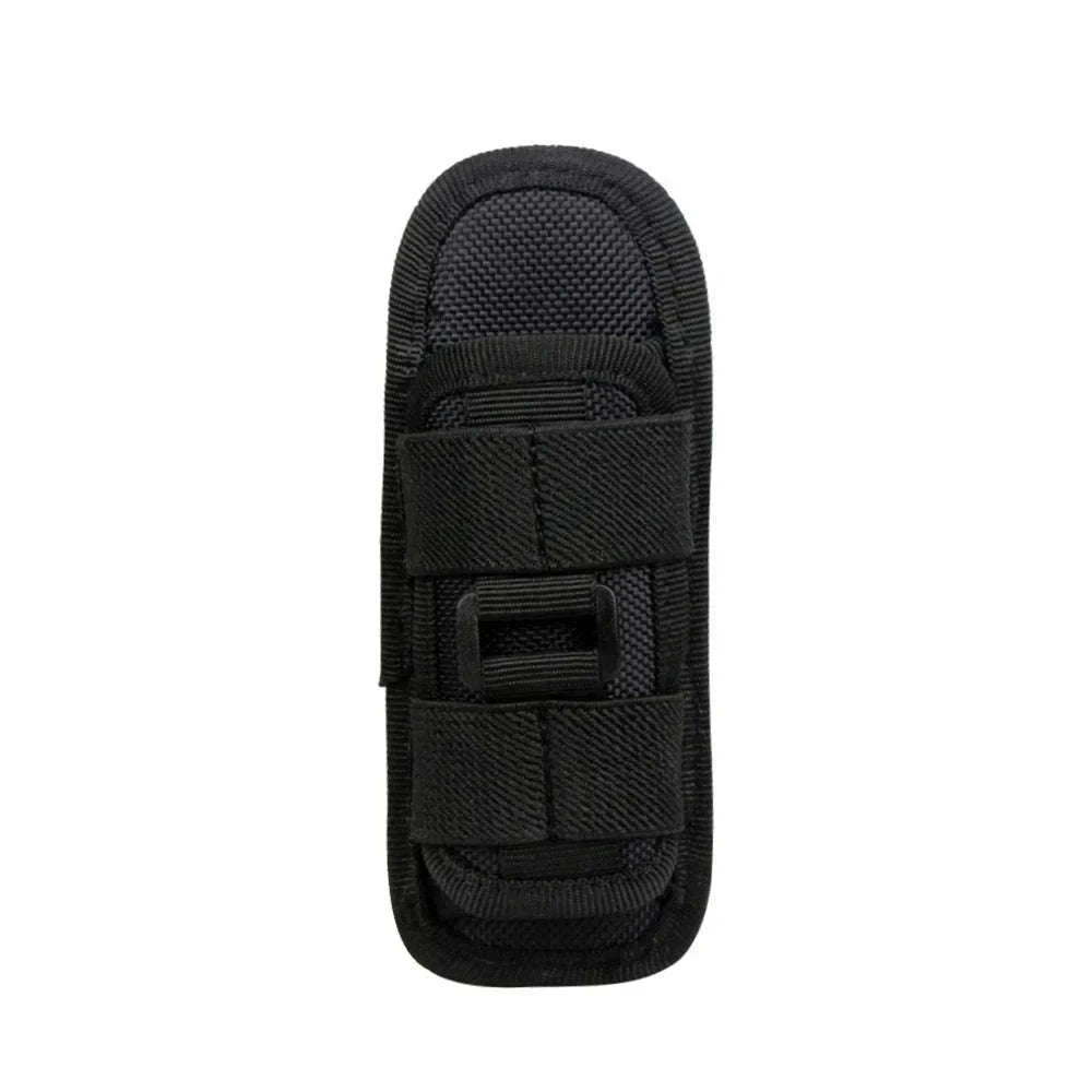 360° Rotating Flashlight Pouch Belt Holster Nylon Torch Holder-Black