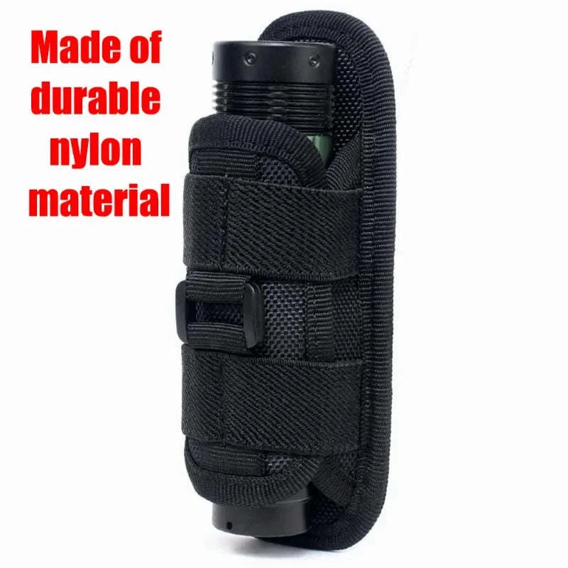 360° Rotating Flashlight Pouch Belt Holster Nylon Torch Holder-Black