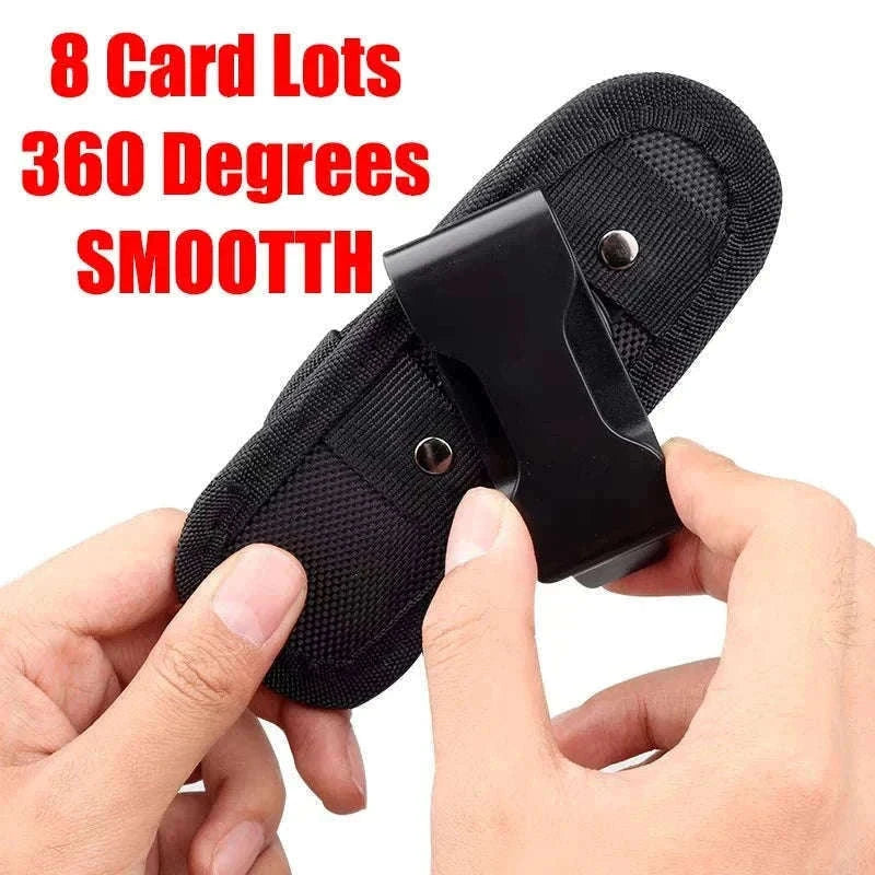360° Rotating Flashlight Pouch Belt Holster Nylon Torch Holder-Black