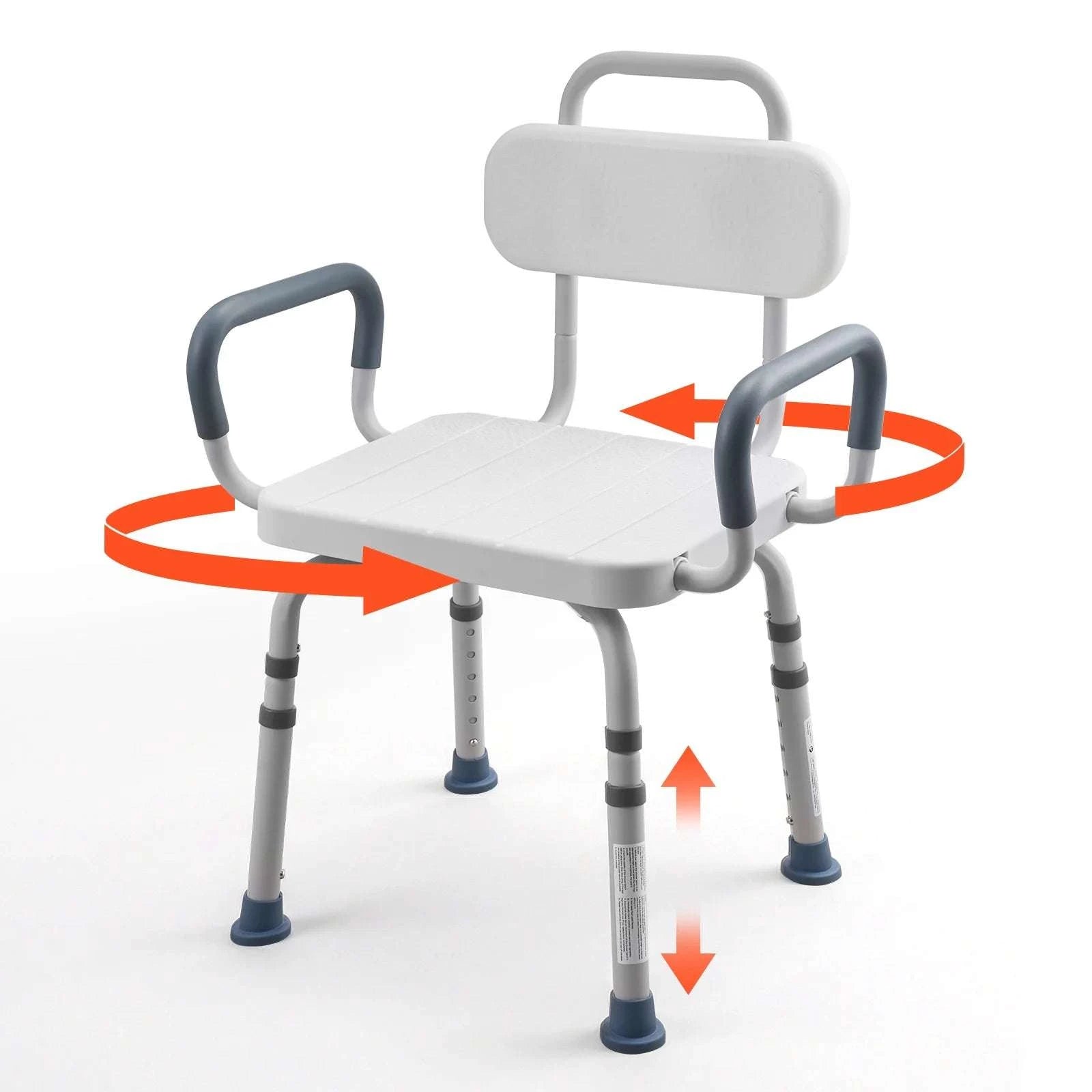 360° Rotating Shower Chair with Arms, Back & Adjustable Height-400 lbs / United States
