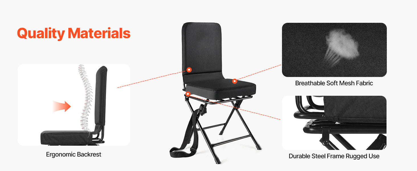 360° Silent Swivel Foldable Hunting Chair with Adjustable Shoulder Straps-300 lbs / United States