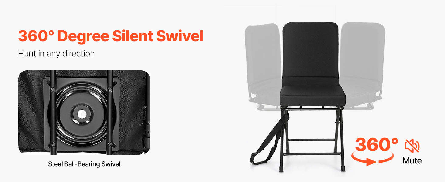 360° Silent Swivel Foldable Hunting Chair with Adjustable Shoulder Straps-300 lbs / United States