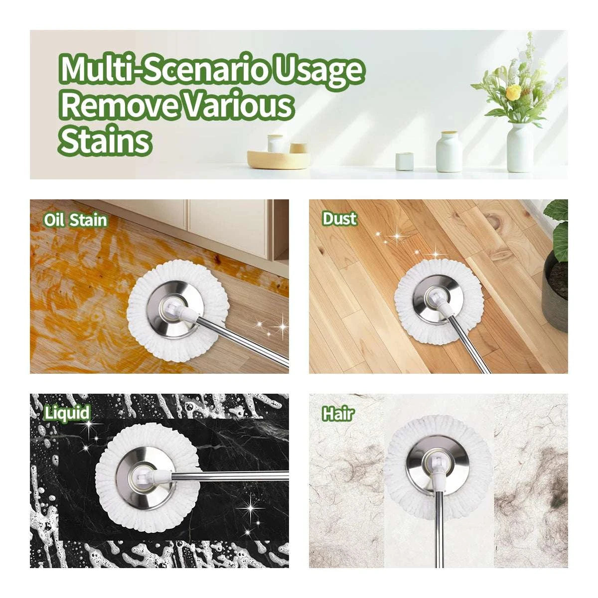 360° Spin Mop Bucket Set with Dual-Motion System & 3 Mop Heads-1Set / United States