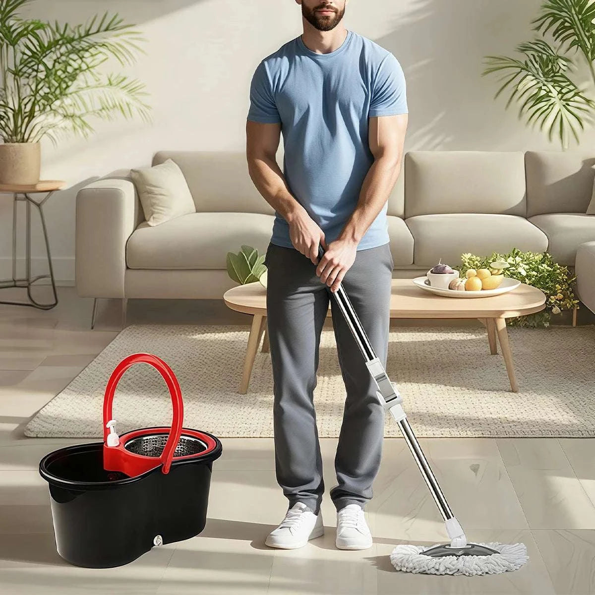 360° Spin Mop Bucket Set with Dual-Motion System & 3 Mop Heads-1Set / United States