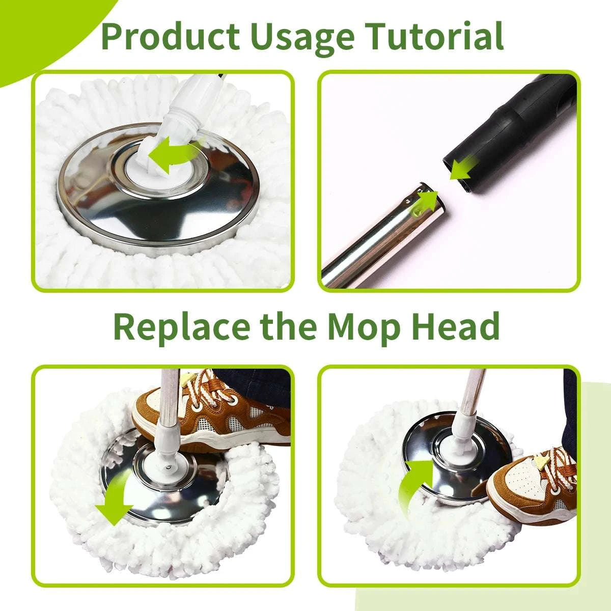 360° Spin Mop Bucket Set with Dual-Motion System & 3 Mop Heads-1Set / United States