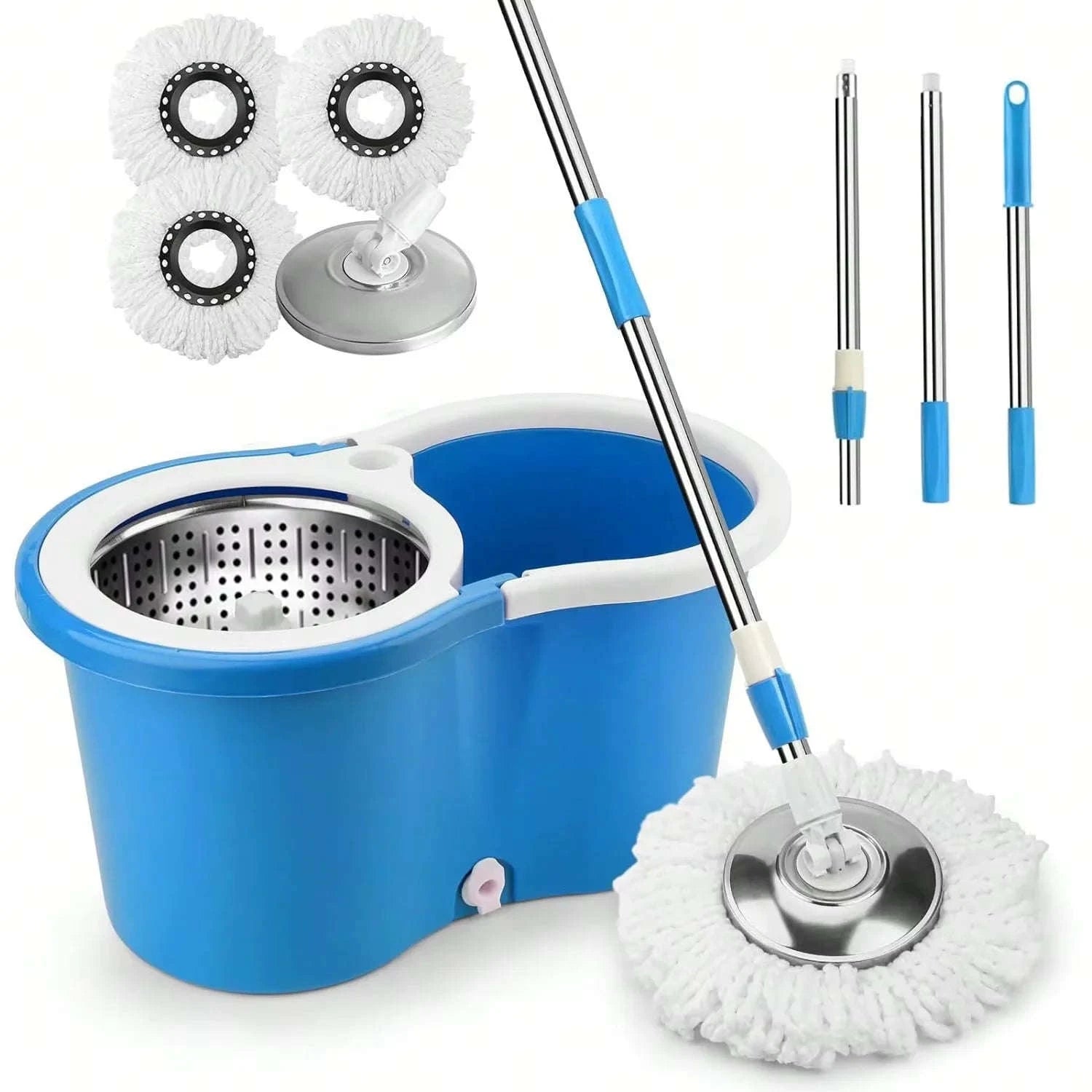 360° Spin Mop Bucket System with Pedal Wringer & 3 Microfiber Heads-United States / Black Red