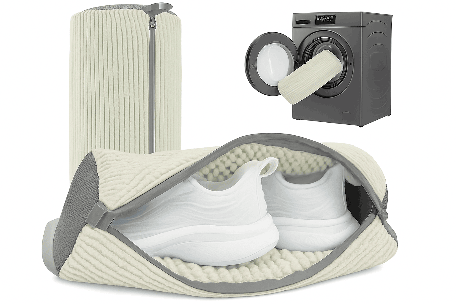 360° Surround Shoe Washing Bag for Gentle, Thorough Cleaning-WHITE 1pc