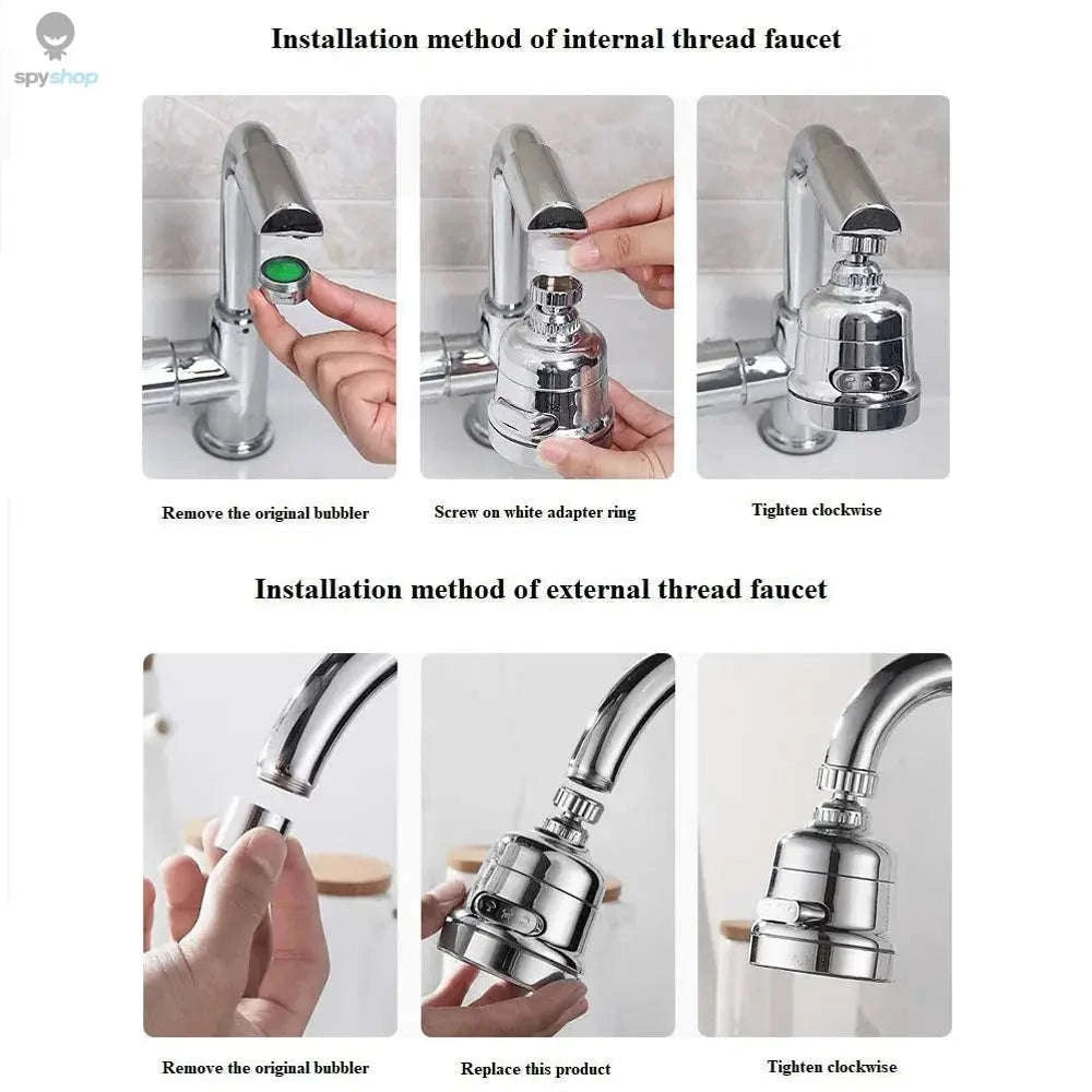 360° Swivel Kitchen Faucet Aerator – Dual-Mode Spray, Anti-Splash Upgrade-Sliver