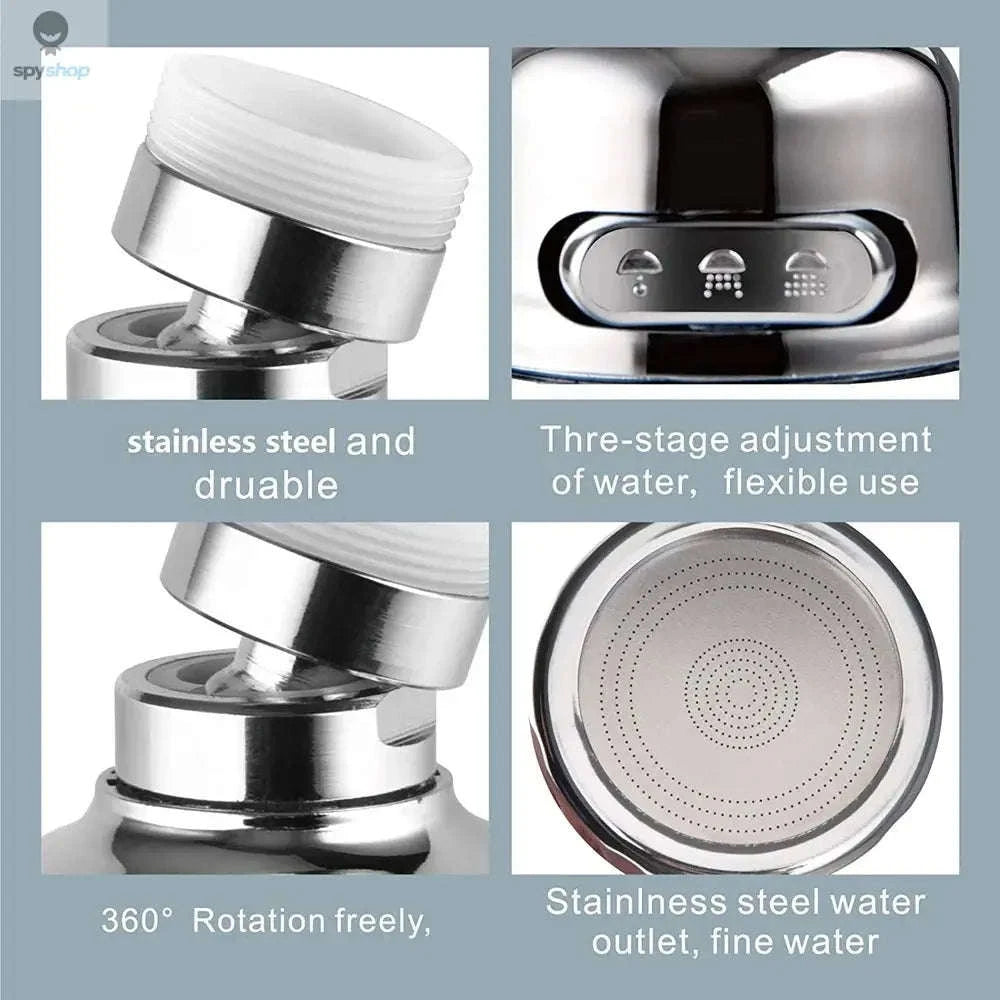 360° Swivel Kitchen Faucet Aerator – Dual-Mode Spray, Anti-Splash Upgrade-Sliver