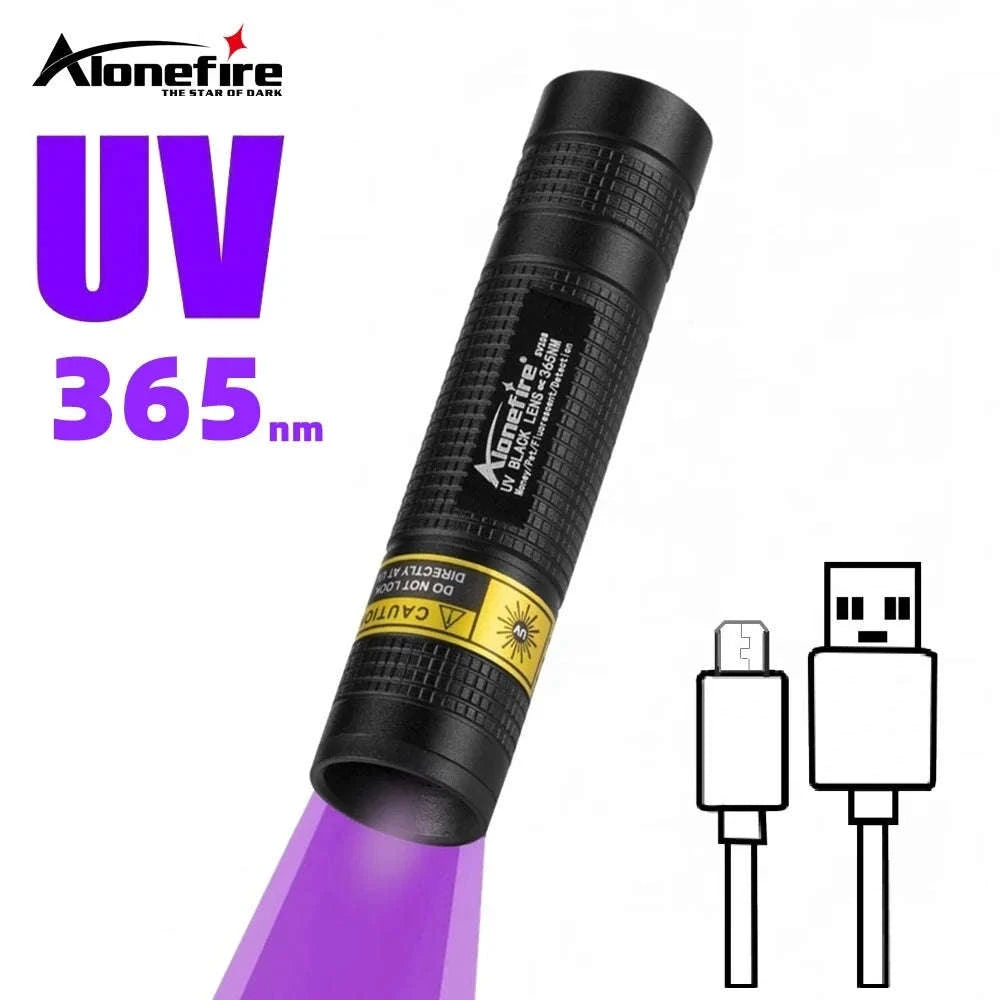 365nm Mini UV Blacklight Flashlight USB Rechargeable-365nm