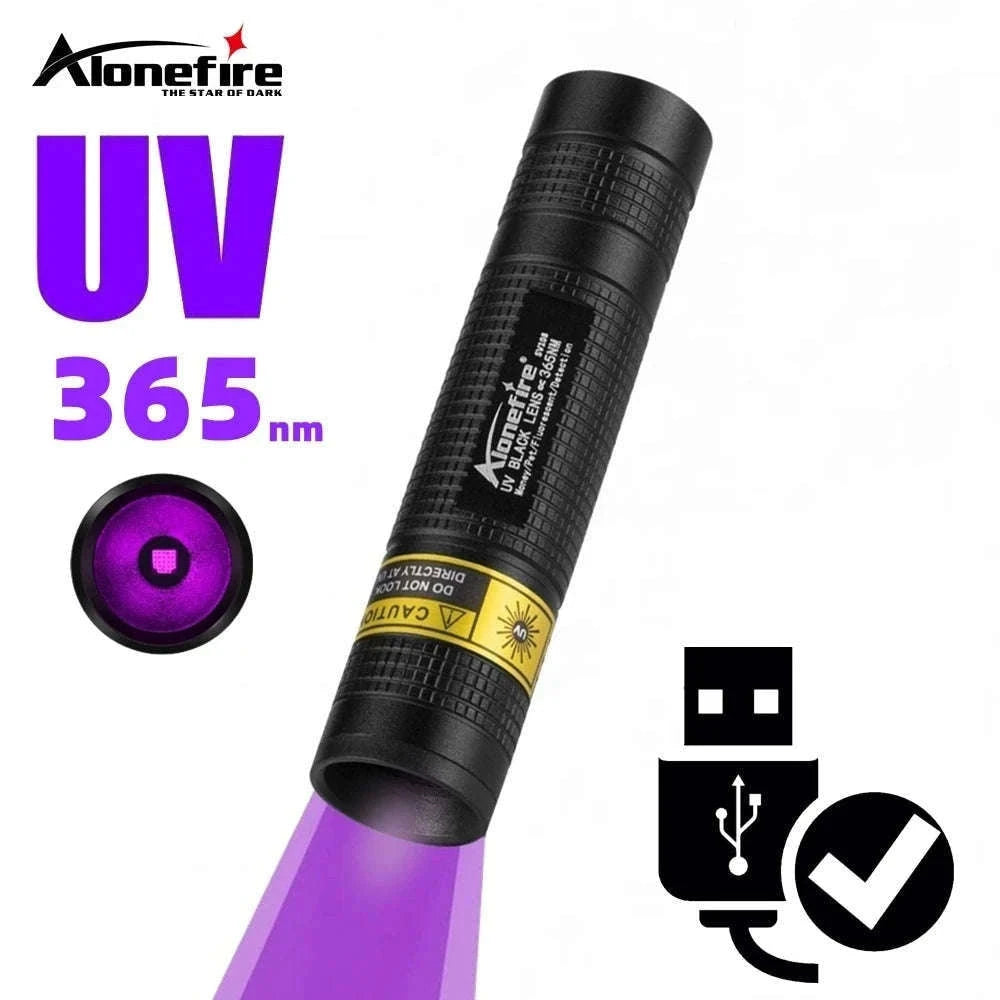 365nm Mini UV Blacklight Flashlight USB Rechargeable-365nm