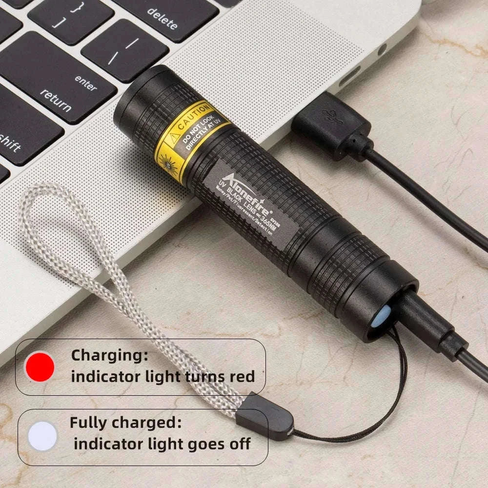 365nm Mini UV Blacklight Flashlight USB Rechargeable-365nm