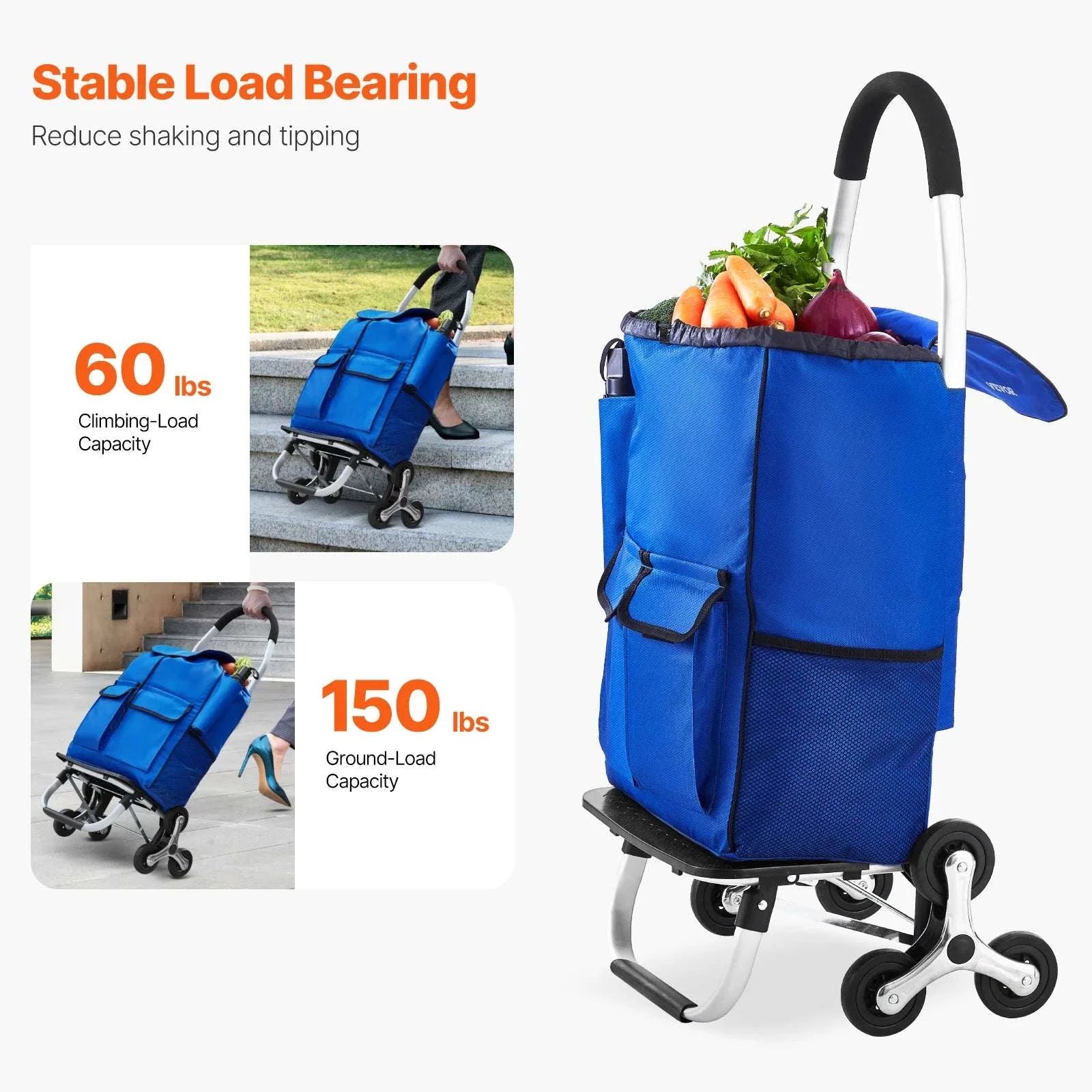 36L Stair Climbing Shopping Cart with Wheels & Foldable Frame-150lbs / CZECH REPUBLIC