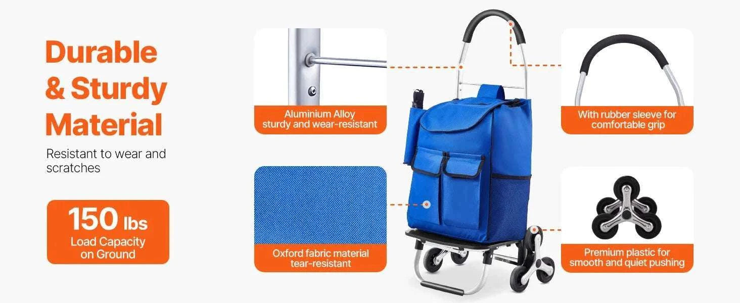 36L Stair Climbing Shopping Cart with Wheels & Foldable Frame-150lbs / CZECH REPUBLIC