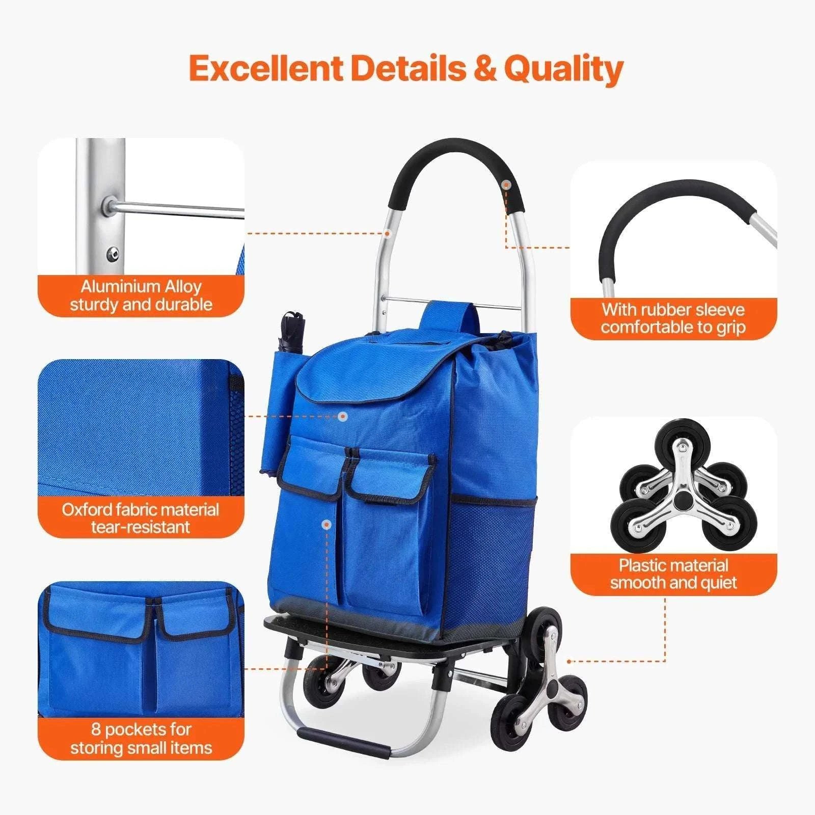 36L Stair Climbing Shopping Cart with Wheels & Foldable Frame-150lbs / CZECH REPUBLIC