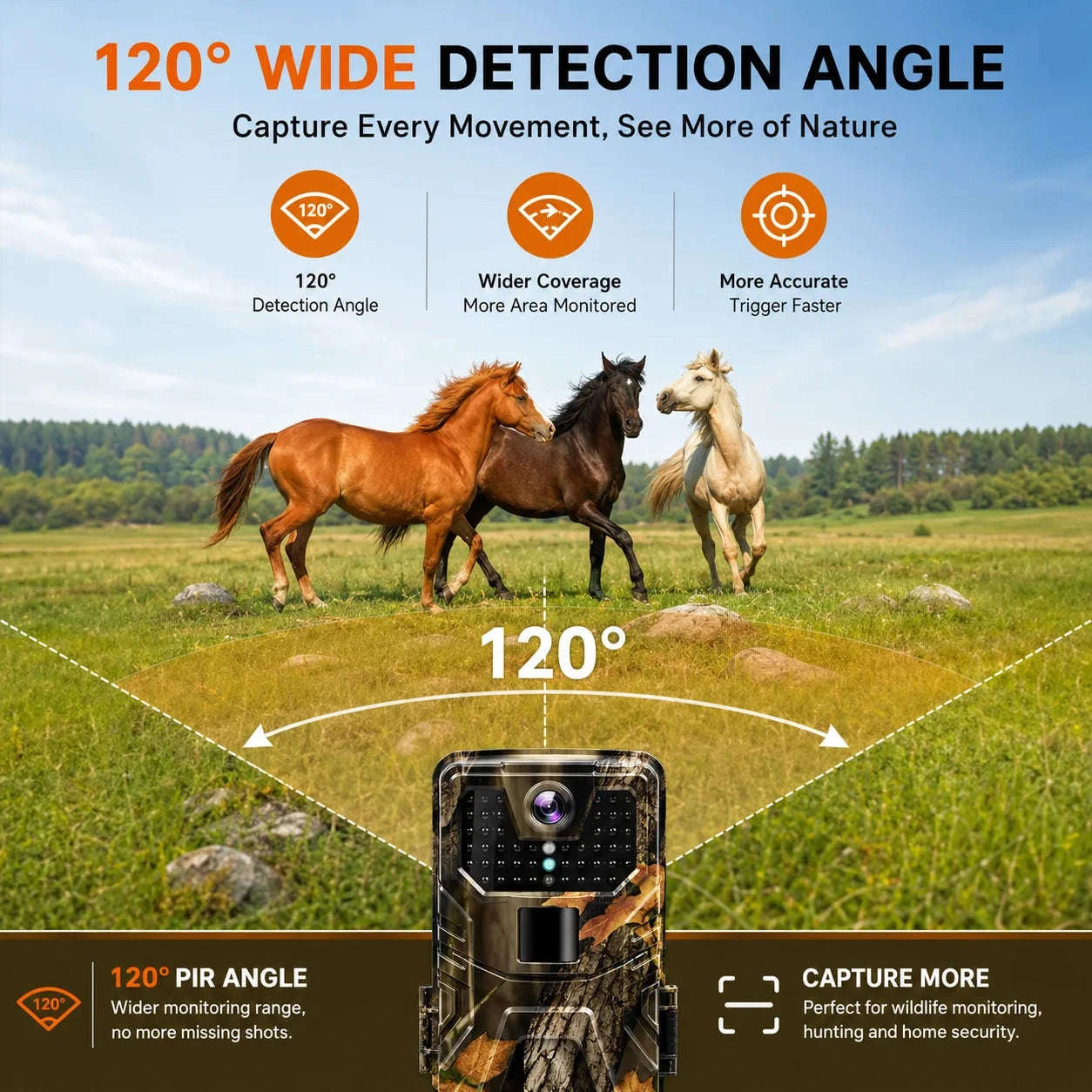 36MP 2K Trail Camera with 120° Detection and No Glow Night Vision-HC-900A / China Mainland