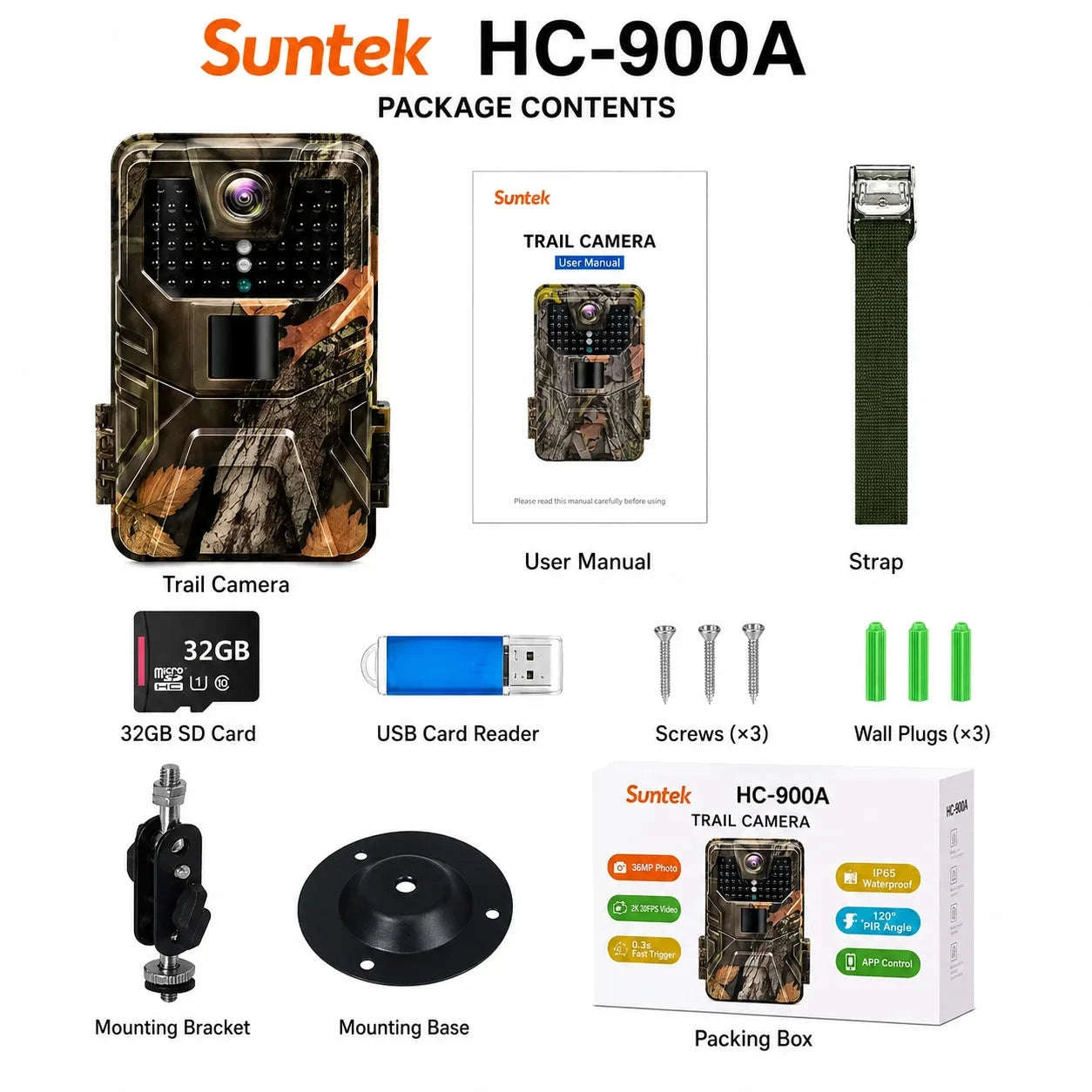36MP 2K Trail Camera with 120° Detection and No Glow Night Vision-HC-900A / China Mainland