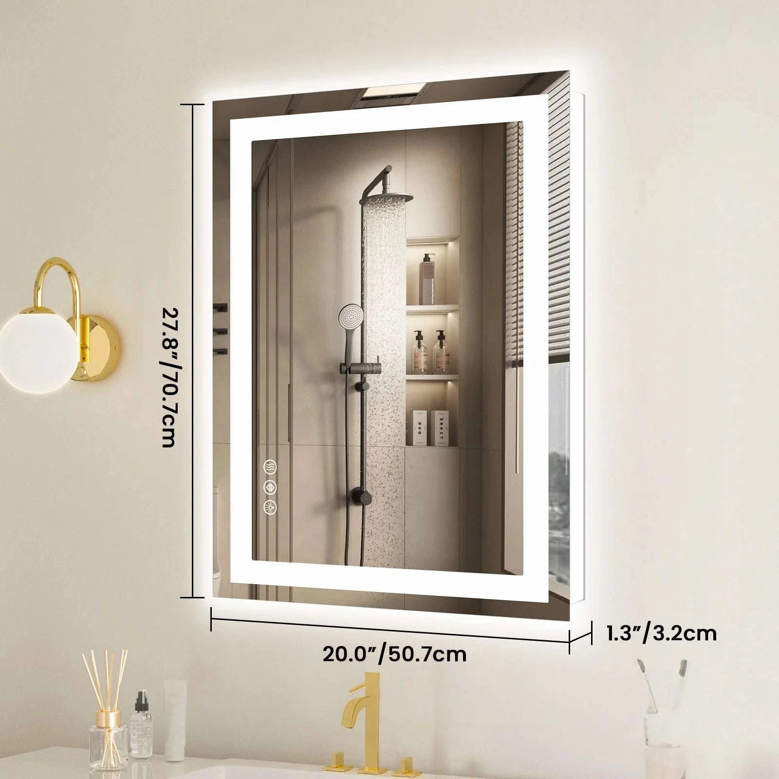 36x24 LED Bathroom Vanity Mirror with Anti-Fog & Adjustable Lighting-32L x 24W / United States