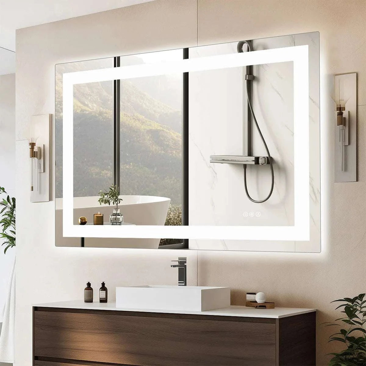36x24 LED Bathroom Vanity Mirror with Anti-Fog & Adjustable Lighting-32L x 24W / United States