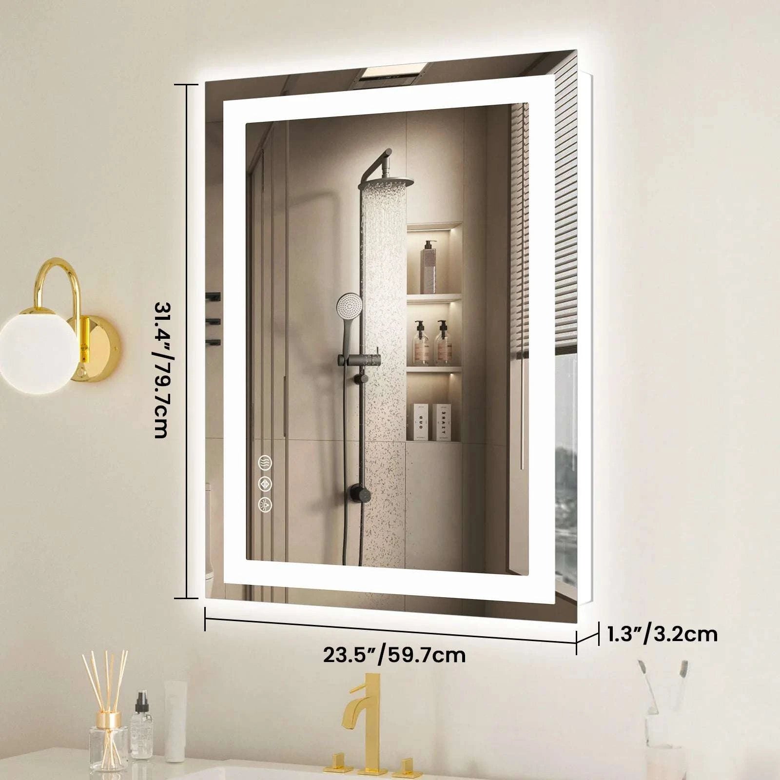 36x24 LED Bathroom Vanity Mirror with Anti-Fog & Adjustable Lighting-32L x 24W / United States