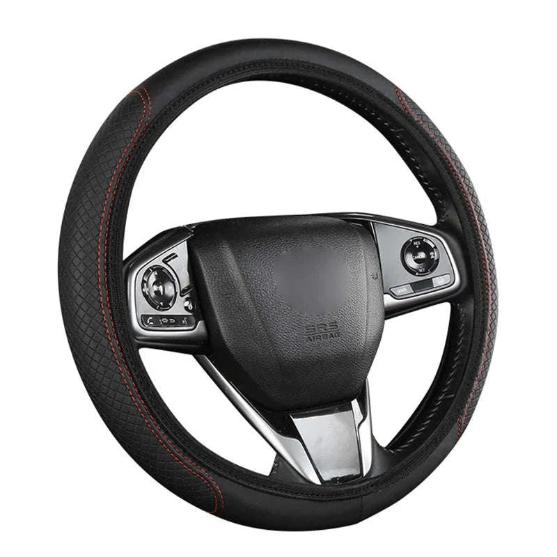 37-39cm Universal Microfiber Leather Steering Wheel Cover-Black