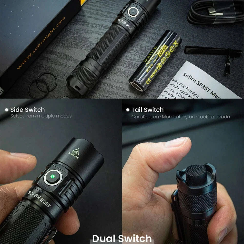 3800lm Tactical LED Flashlight USB-C Rechargeable-6000K-6500K / 6000K-6500K / United States