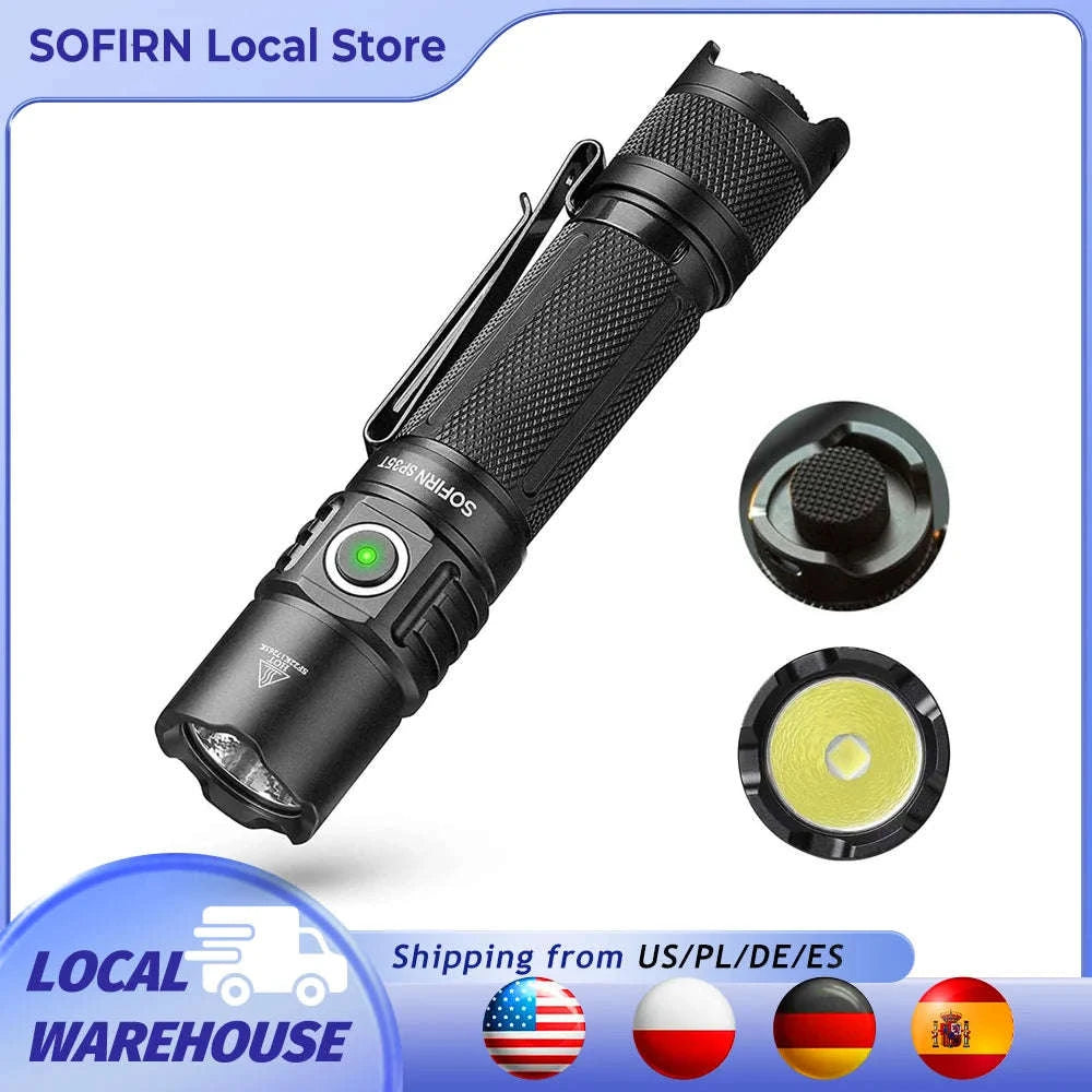 3800lm Tactical LED Flashlight USB-C Rechargeable-6000K-6500K / 6000K-6500K / United States