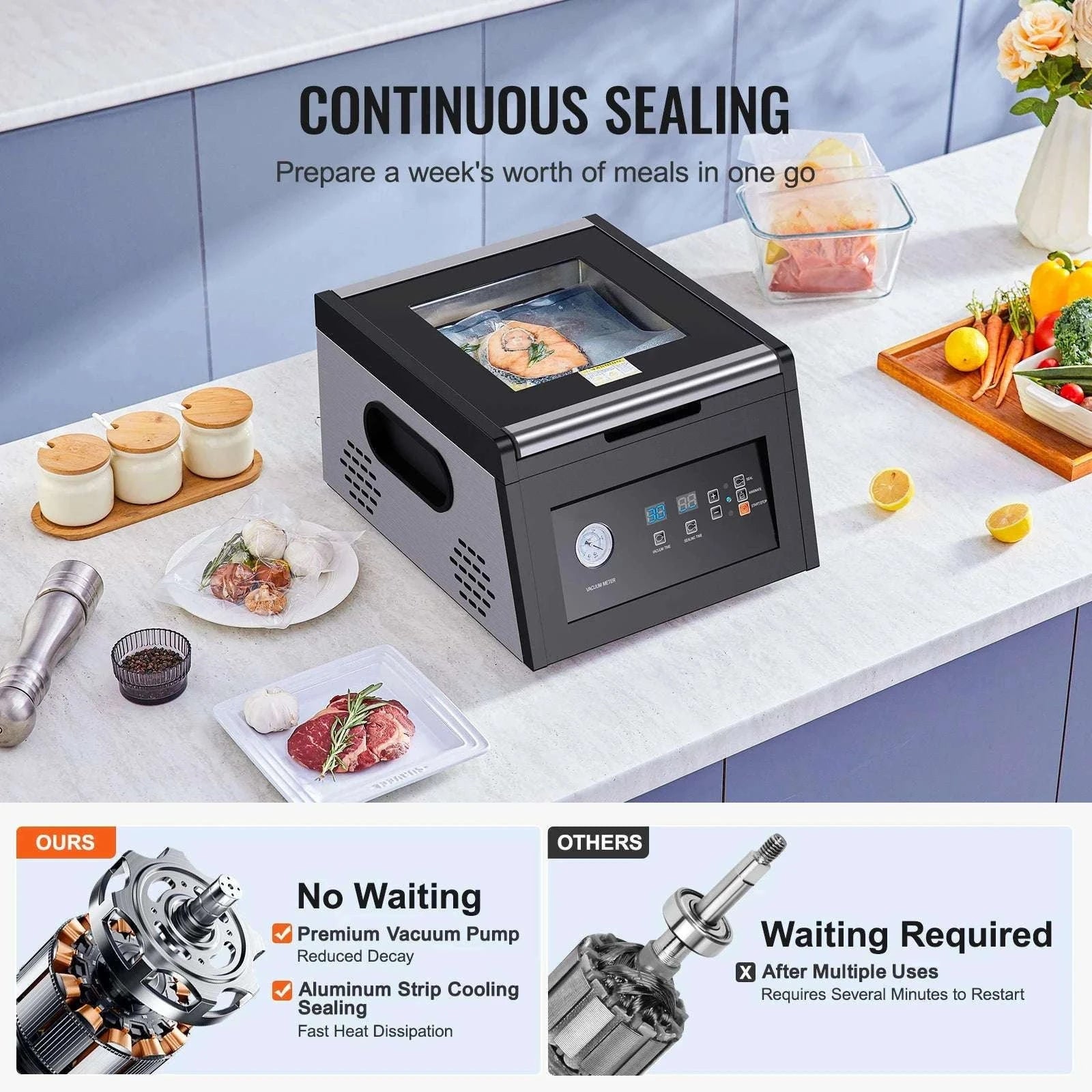 380W Chamber Vacuum Sealer with 11.5in Seal Bar for Wet Foods-380W / United States
