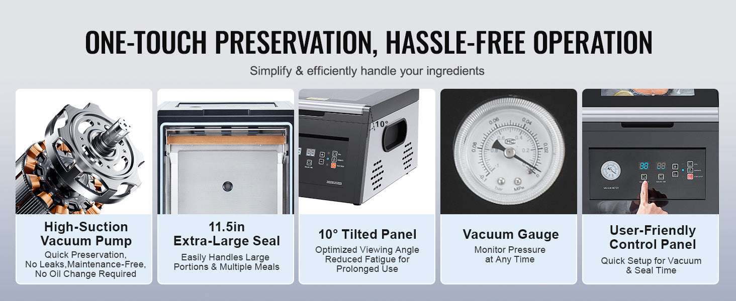 380W Chamber Vacuum Sealer with 11.5in Seal Bar for Wet Foods-380W / United States