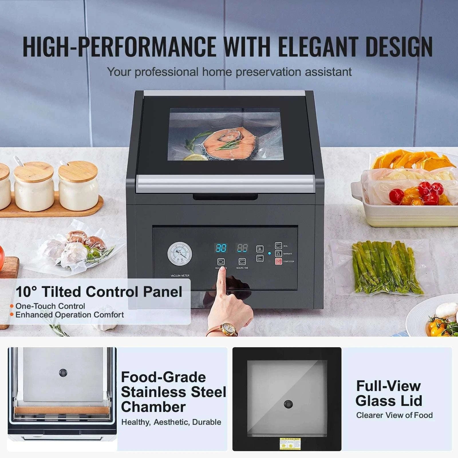380W Chamber Vacuum Sealer with 11.5in Seal Bar for Wet Foods-380W / United States