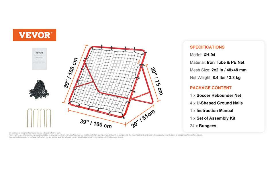 39x39FT Soccer Rebounder Net with Adjustable Angles & Foldable Design-39X39FT / CZECH REPUBLIC