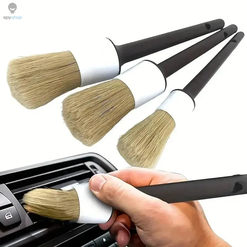 3PCS Car Exterior Interior Detail Brush Boar Hair Bristle Brushes for Car Cleaning Auto Detail Tools Dashboard Cleaning Brush