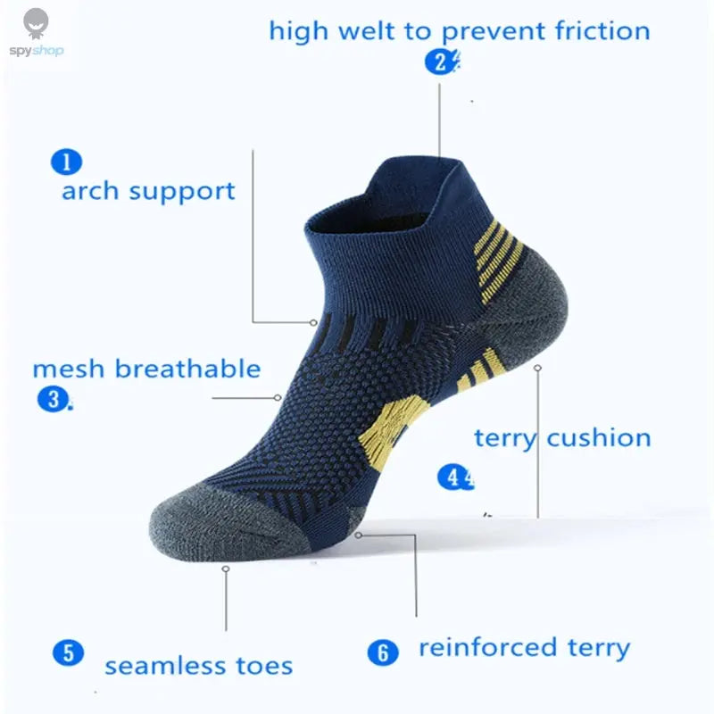 3Pair Professional Fitness Sports Socks Towel Bottom Non-Slip Running Socks Men Women Short Quick-Drying Basketball Training Sox
