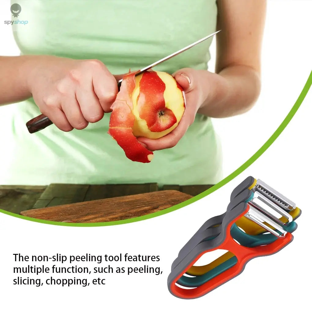 3Pcs Stainless Steel Multi-function Potato Peeler Fruit Vegetable Chopper Mini Spud Slicer Grater Set Random Color Kitchen Tools Spy-shop.com