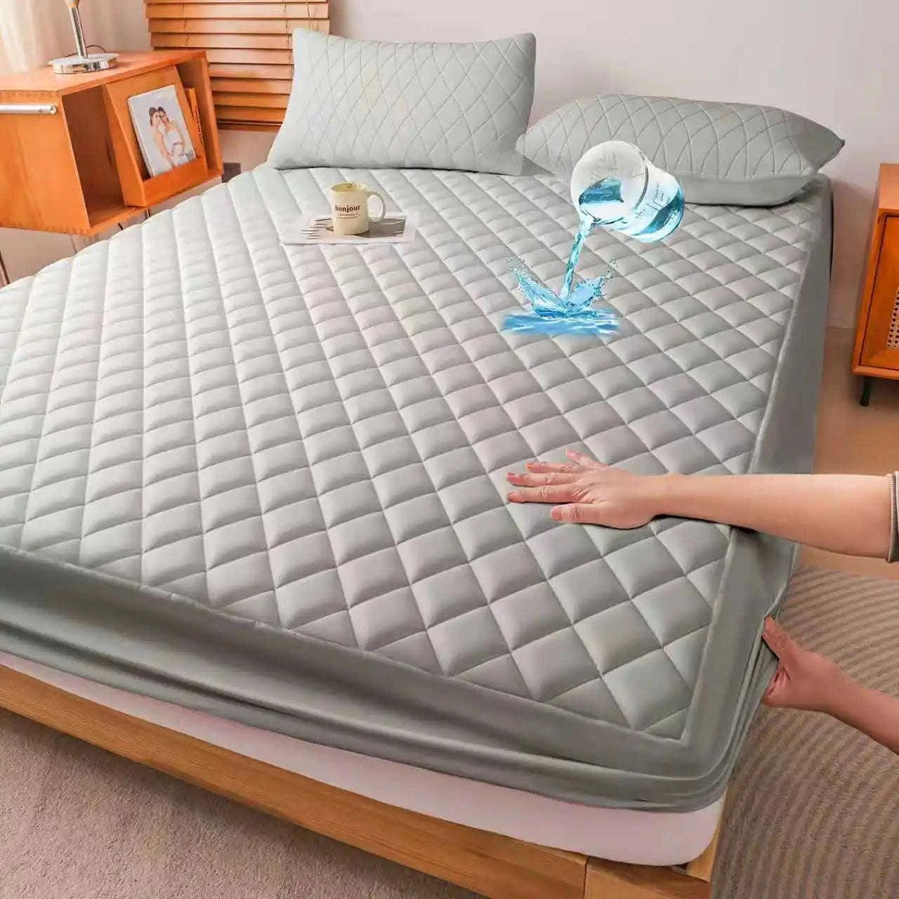 3D Air Fabric Waterproof Mattress Protector Breathable Fitted Cover-Queen / United States