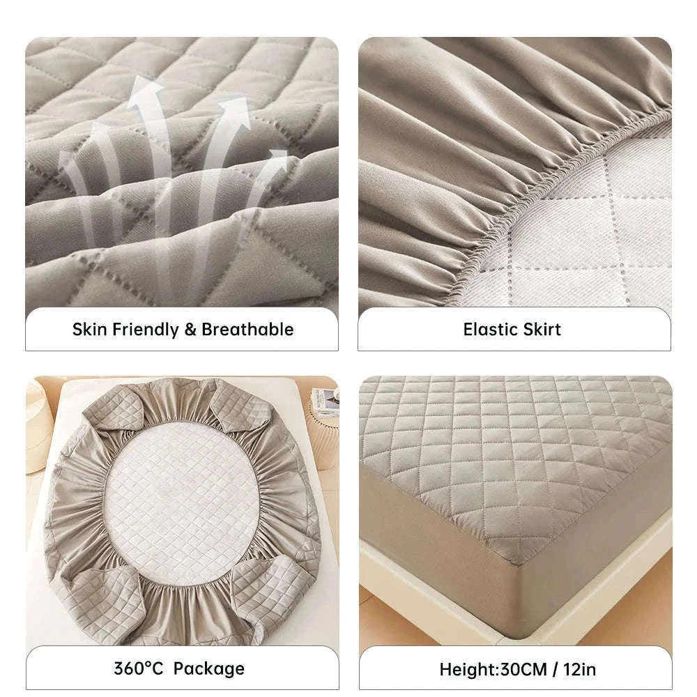 3D Air Fabric Waterproof Mattress Protector, Cool Sleep Shield-Dark Green / 140x200x30cm