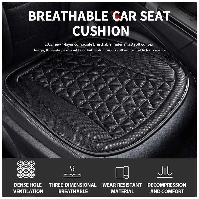 3D Breathable Car Seat Cover Cushion-Black front pad 1pc