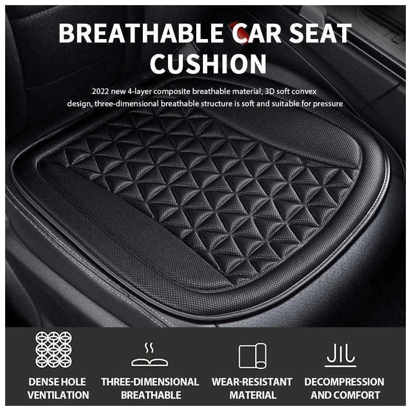3D Breathable Car Seat Cushion Cover-Black front pad 1pc