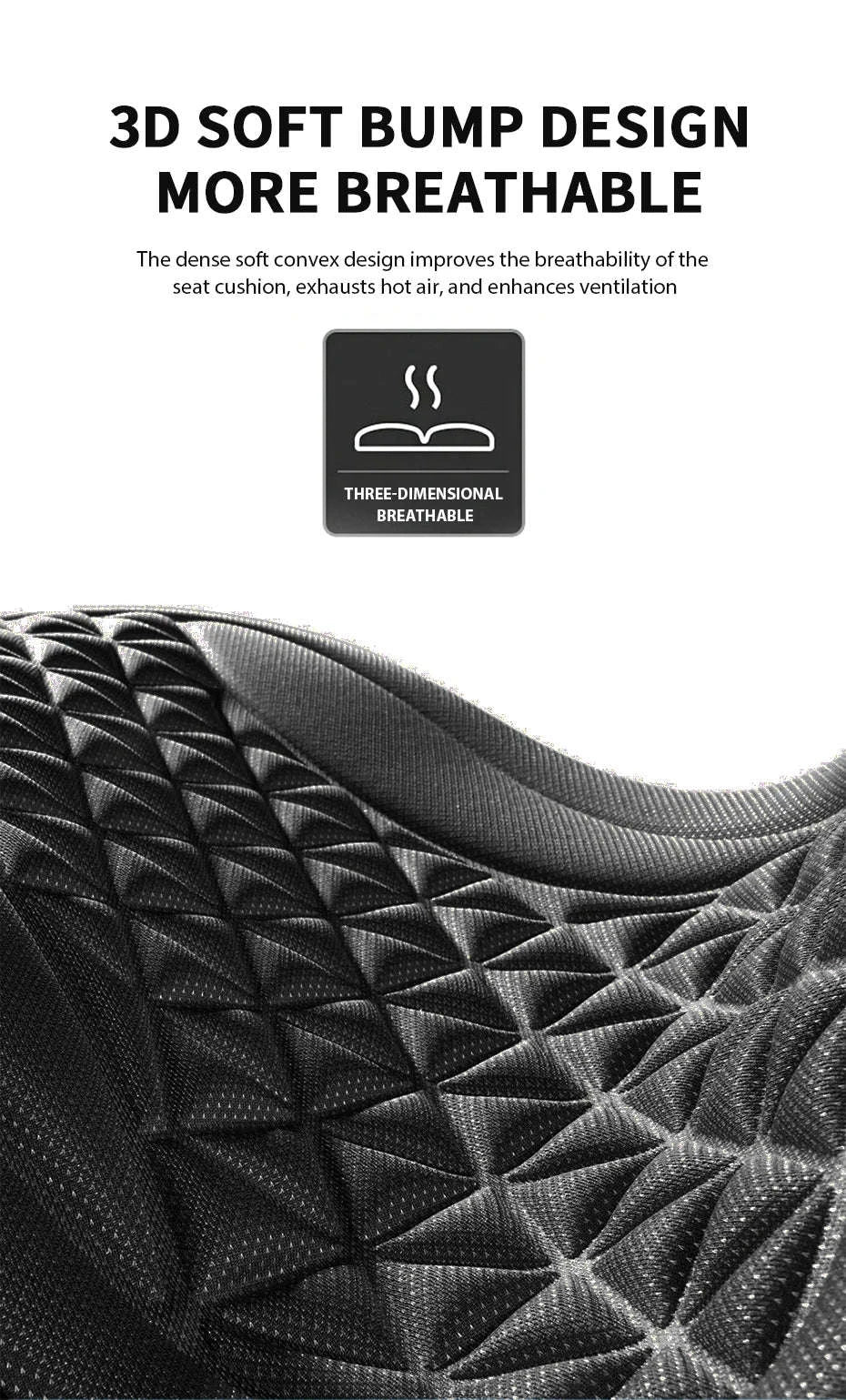 3D Breathable Car Seat Cushion Cover-Black front pad 1pc