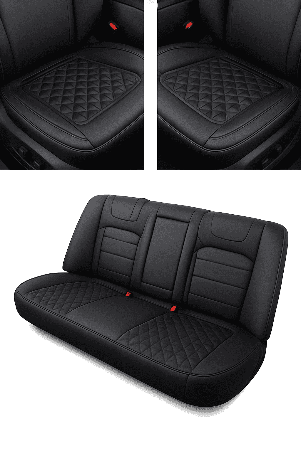 3D Breathable Car Seat Cushion Cover-Black front pad 1pc