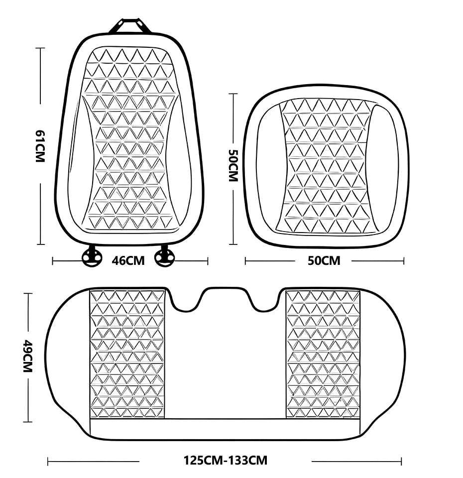 3D Breathable Car Seat Cushion Cover-Black front pad 1pc