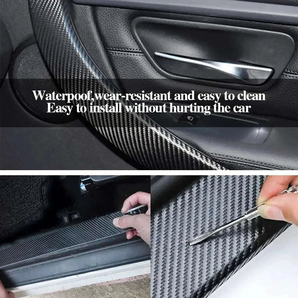 3D Carbon Fiber Car Sticker Vinyl Wrap Film-10cmx10m / Glossy Black