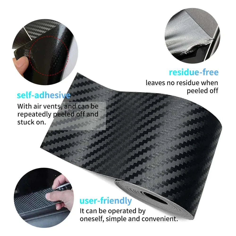 3D Carbon Fiber Car Sticker Vinyl Wrap Film-10cmx10m / Glossy Black