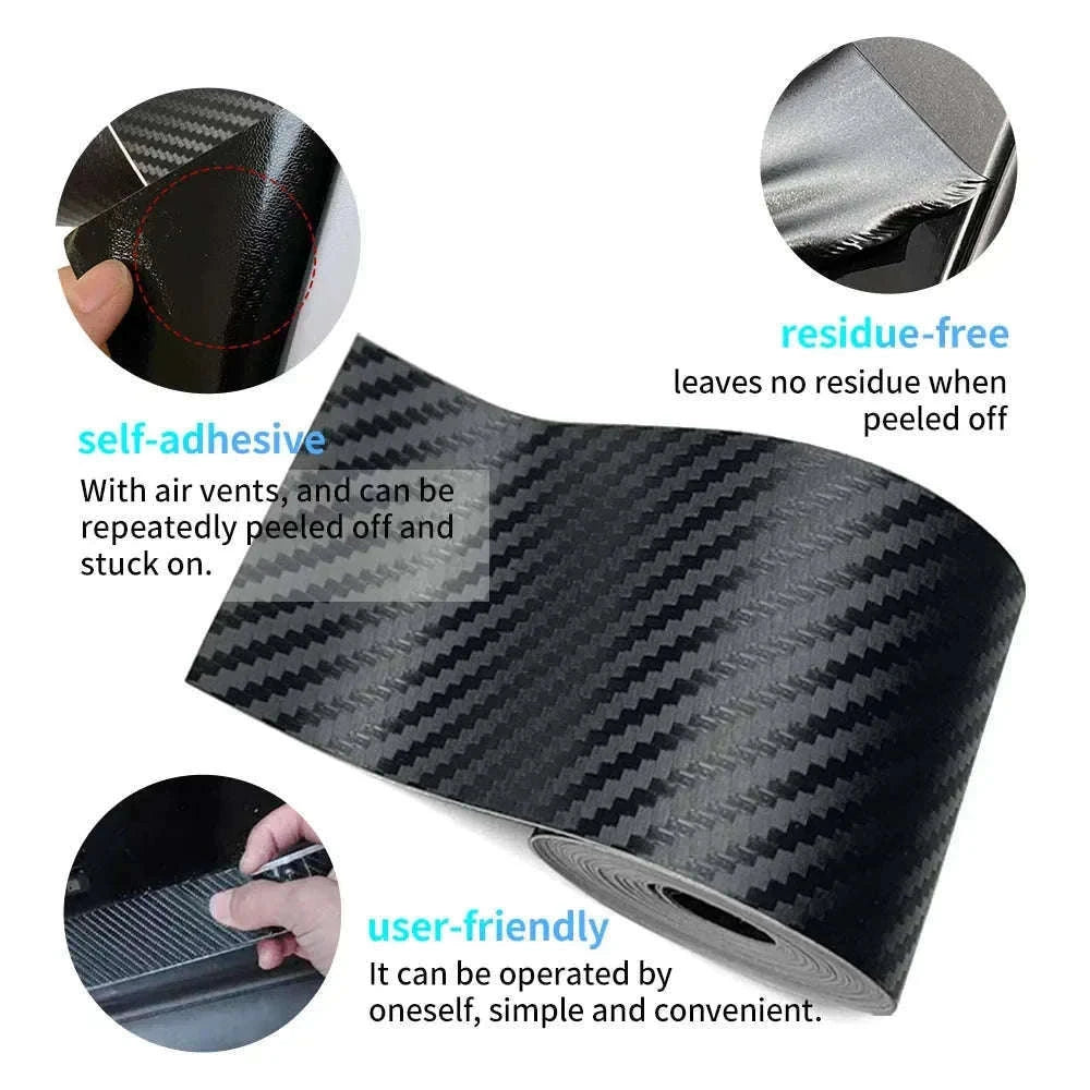 3D Carbon Fiber Car Sticker Vinyl Wrap Film-10cmx10m / Glossy Black