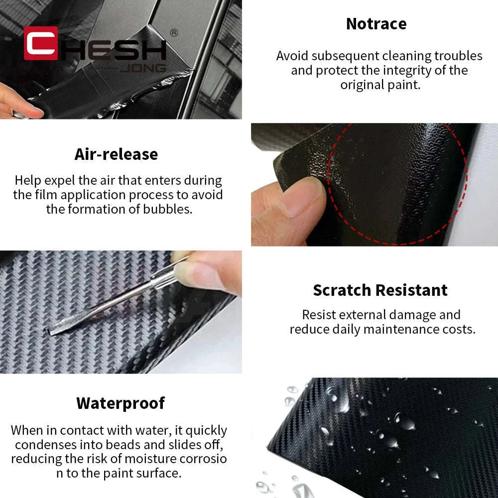 3D Carbon Fiber Car Sticker Vinyl Wrap Film-10cmx10m / Glossy Black